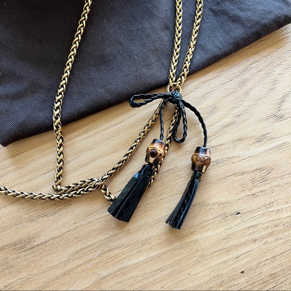 Gucci | Vintage 1947 Bamboo Mini Black Python Crossbody Two Way Chain Bag - Picture 6 of 17